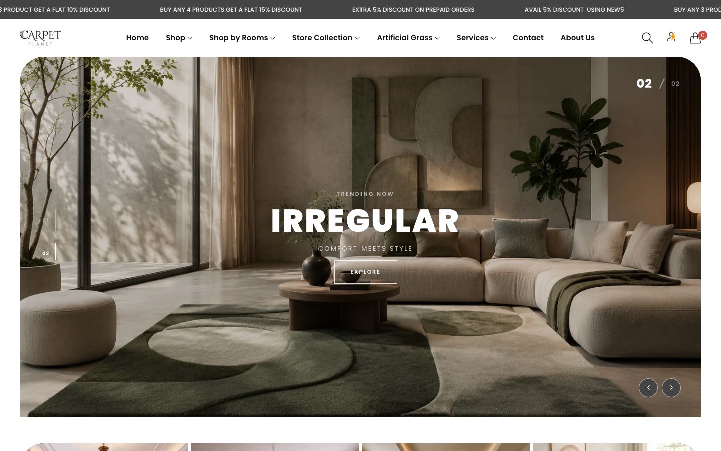 Carpet Planet website on desktop
