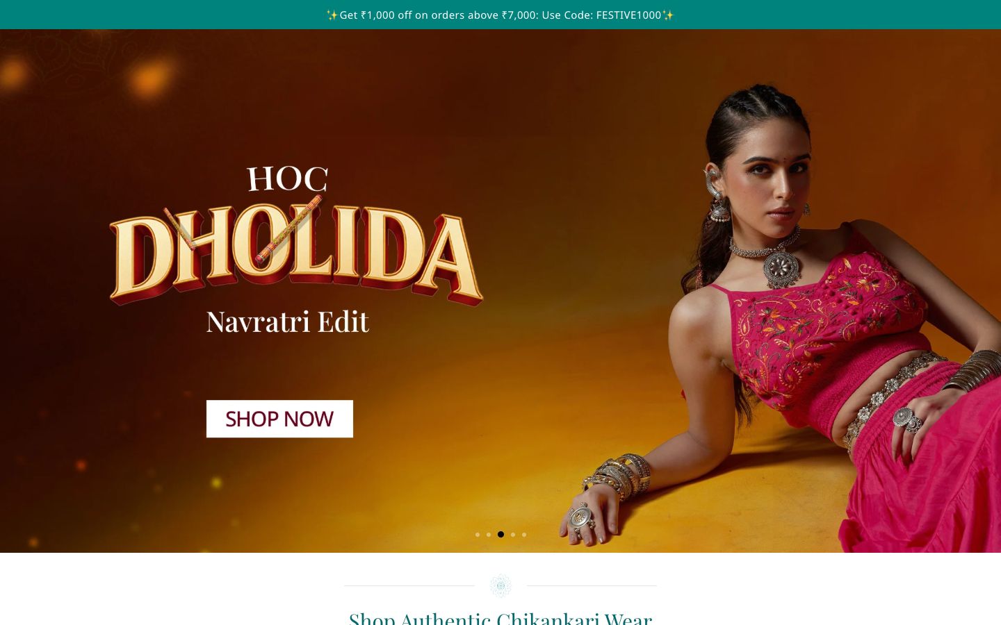 House of Chikankari website on desktop