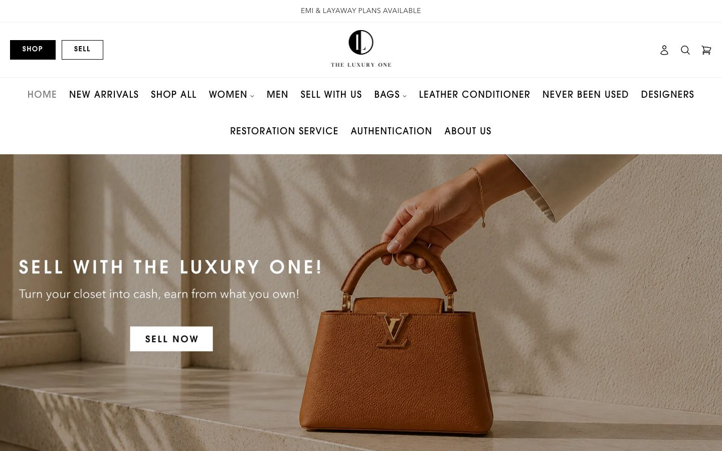 The Luxury One website on desktop