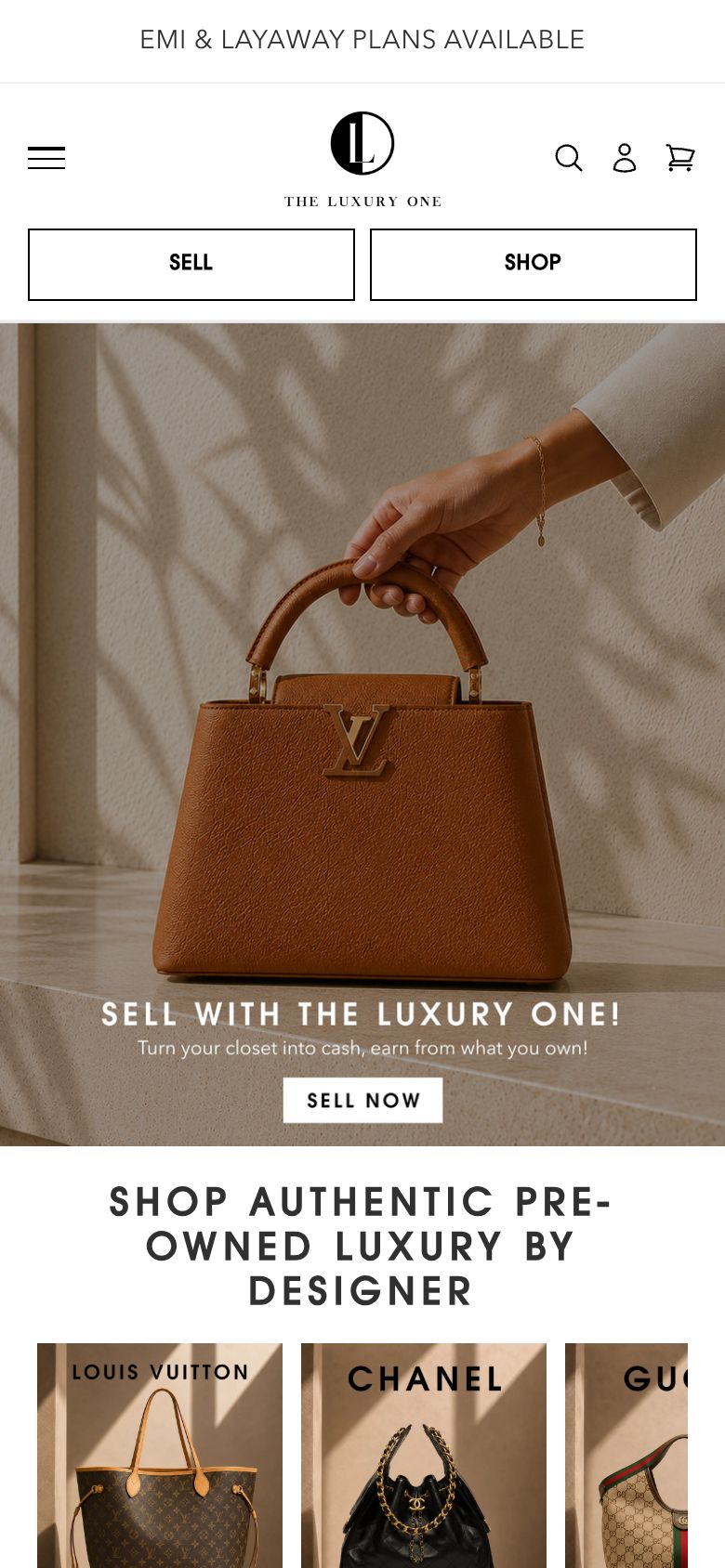 The Luxury One website on mobile