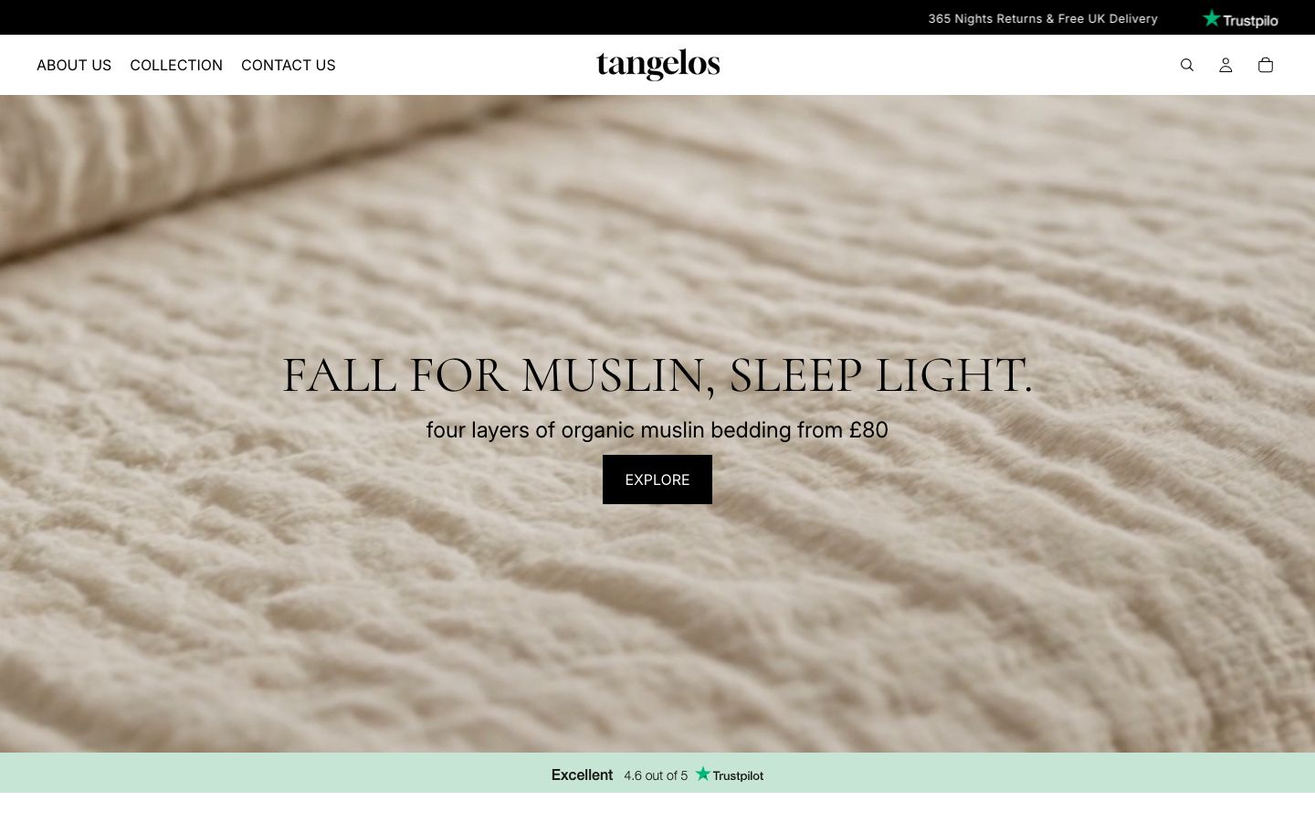 Tangelos website on desktop